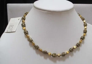 CHADWICKS Gold Tone Textured CUBES & Beads 17” Toggle Necklace $40 NWT - Picture 1 of 12