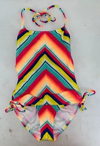 Roxy Girls Halter Striped One Piece Swimsuit Multicolor Size 16 - Picture 1 of 3