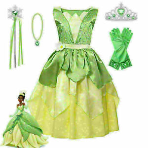 Dream Princess Tiana Girls Fancy Dress Disney Princess Frog Kid Costume Book Day