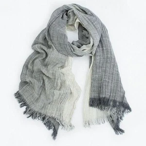 Cotton Blend Gradient Scarf Men Women Crinkle Global Scarves Summer Shawl Wrap - Picture 1 of 16