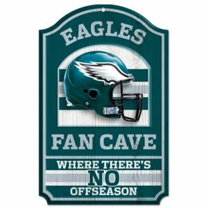PHILADELPHIA EAGLES FAN CAVE HARDBOARD WOOD SIGN 11"X17" NFL LICENSED USA SELLER - Picture 1 of 1