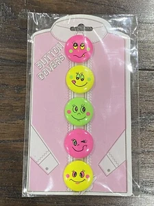 Vintage 80er 90er Smiley Gesicht Neon Knopf Abdeckungen Neu aus altem Lagerbestand freundliches Zuhause Partys FHP - Bild 1 von 8