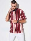 Guess Originals Large Sayer Striped Short Sleeve Tee Red Pink White