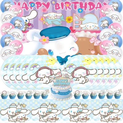 Cinnamoroll Party Supplies Birthday Decor Set Plates Balloon Cake Toppers Banner - Image 1 of 4