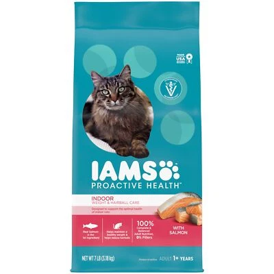 IAMS Proactive Health 7lb Indoor Cat Food with Salmon Hairball Care Weight - Image 1 of 4