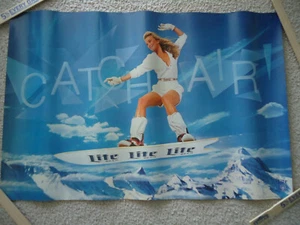 Vintage 1980's Skiing Lite Beer Poster - Picture 1 of 1