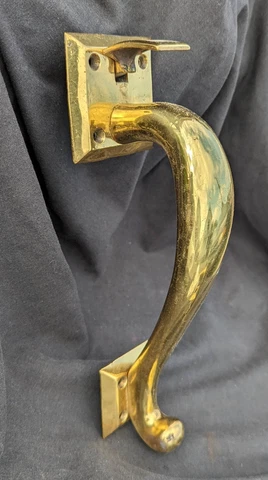 9.5" Antique Vintage Old Curved SOLID Cast Brass Entry Exterior Door Handle Pull Cover