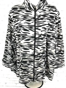 Kim Rogers Jacket Size 2X Zebra Print Black White Gray Cotton Blend Womens - Picture 1 of 8