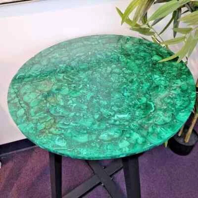 Random Green Marble Bedroom Table Top Semi Precious Malachite Inlaid Stone Decor - Image 1 of 4
