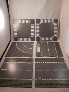 Lego 6 baseplates Stright, crossroad, curved 32x32 P-4 - Picture 1 of 8