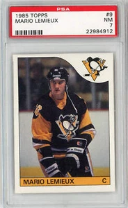Graded 1985 Topps Mario Lemieux #9 Rookie RC Hockey Card PSA 7 NM - Picture 1 of 2