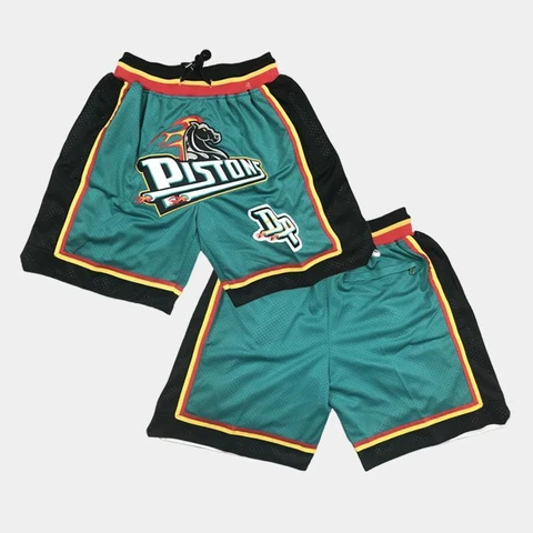 Vintage Detroit Pistons Basketball Shorts All Stitched Pants with Pockets S-3XL Cover