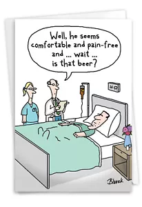 1 Funny Get Well Card with Envelope - Beer Drip C7268GWG - Picture 1 of 6