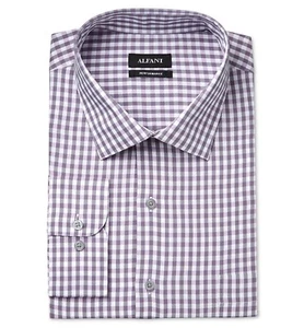 $84 Alfani Men'S Regular-Fit White Gray Check Button Dress Shirt 15-15.5 32/33 M - Picture 1 of 2