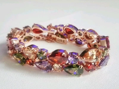 Pulsera Cristales Austriacos 19cm Oro Rosa Declaración Cóctel Fiesta Regalos Navidad Foto 1 de 4