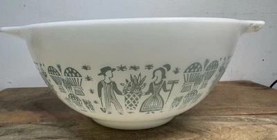 Vtg REVERSE Pyrex #442  Turquoise On White Amish Butterprint Cinderella Bowl - Image 1 of 4