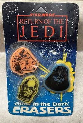 Borrachas vintage Star Wars Return of the Jedi 1983 brilho no escuro ROTJ Vader - Imagem 1 de 4