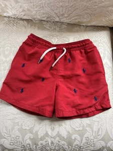 Boys Ralph Lauren Red Logo Swim Shorts. Size 4T - Picture 1 of 3