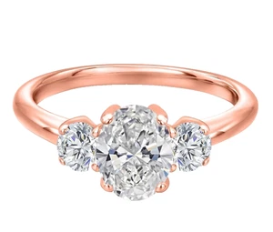 925 Rose Gold Plated Silver 1.00 Ct Lab Grown Diamond Three Stones Wedding Ring - Picture 1 of 5