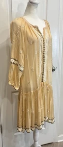 Vestido MISS JUNE PARIS Adornado Encaje Ribete M Albaricoque Transparente Boho Femenino Hada - Imagen 1 de 22