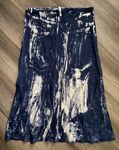 Anthropologie The Tilda Midi Slip blau weiß abstrakter Print Gr. L Schrägschnitt Rock - Bild 1 von 9