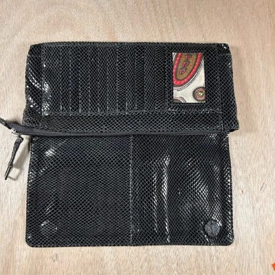 Винтажный мягкий черный кожаный складной клатч-бумажник Latico с магнитной застежкой - Изображение 1 из 4