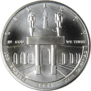 Los Angeles Olympiad Coliseum Commemorative Dollar 1984 D BU Silver - Picture 1 of 2