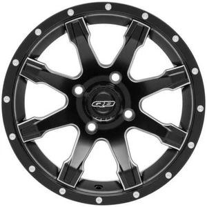QuadBoss Grinder Wheel - 14x7 - 5+2 Offset - 4/110 - Matte Black with Machined E - Picture 1 of 3