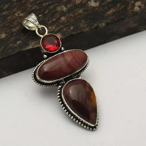 Mookaite Jasper Garnet Gemstone Pendant Jewelry Gift For Her 3.8" AP-99058 - Picture 1 of 1