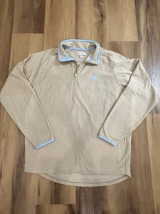Suéter Peter Millar Para Hombres Mediano Cuarto Cremallera Polar Pullover Arena Polvo Azul - Imagen 1 de 5