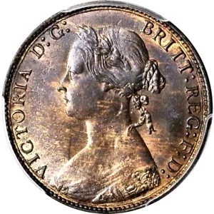 1875 Great Britain 1/2 Penny, PCGS MS 64 RB, KM 754 - Picture 1 of 4