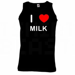Milk I Love Heart Vest Adult Crew Neck Athletic Gym Vest - Picture 1 of 18