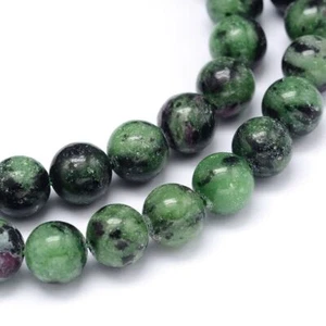Green/Fuchsia Ruby In Zoisite Beads Plain Round 6mm Strand Of 57+ - Picture 1 of 1