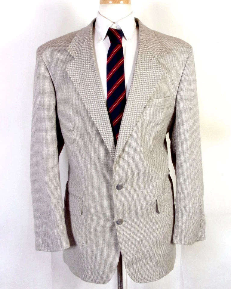 Blazer microhoundstooth cinza tweed lã mistura seda roupas regência euc 43 L - Imagem 1 de 4