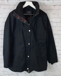 PENDLETON Womens' Black Hooded Coat Plaid Lined Size Large - Picture 1 of 11