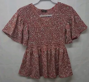 Mikarose Womens Plus Size Top Baby Doll Cottagecore Red Floral Y2K Sz 2X - Bild 1 von 9