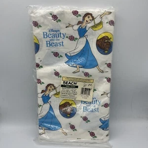 Vintage DISNEY BEAUTY & THE BEAST Paper Table Cover Plastic Back Party 54 x 96 - Picture 1 of 3