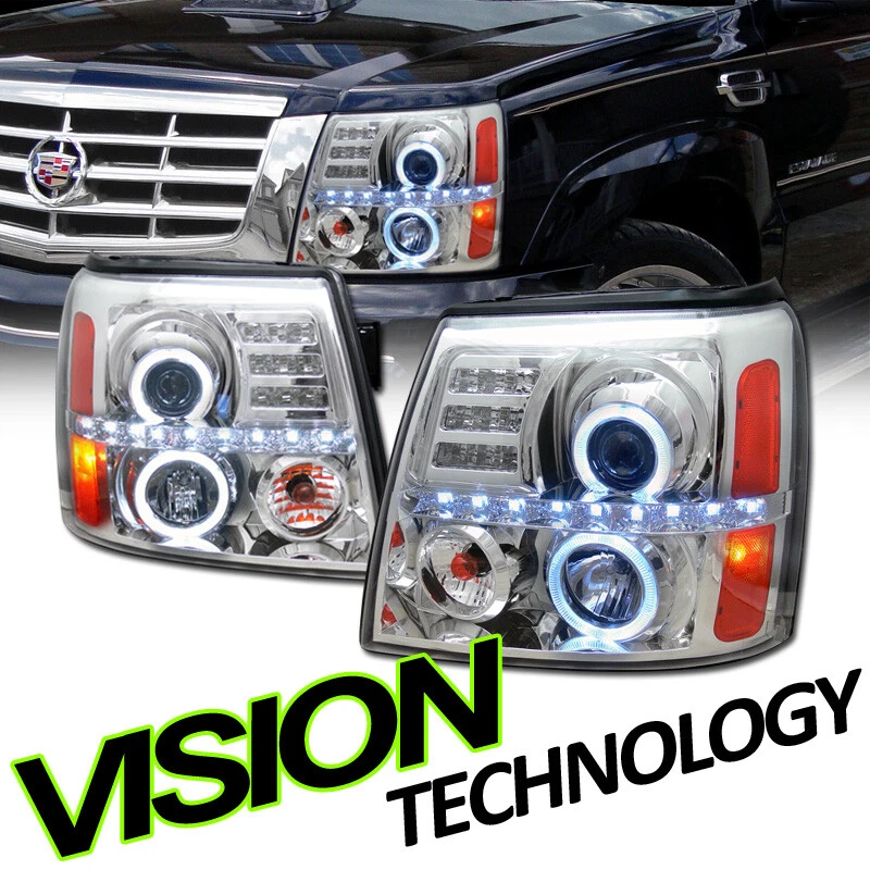 Faros proyectores LED para 02-06 Escalade cromo halo llantas faro estacionamiento am Foto 1 de 2