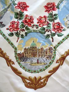 "Tovaglia vintage lino capitali europee e sei tovaglioli 51"x62" (15) - Foto 1 di 5