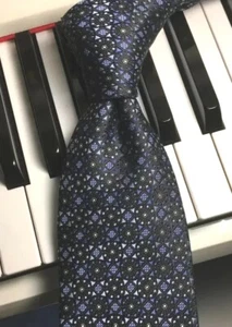 Sun River Clothing Co. / Sultry Silk Tie w/Dark Blue & Black Stars & Rondels - Picture 1 of 7