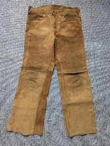 Vintage LEVIS Rindsleder BIG E Wildlederhose 32x30 Leder RANCHER Bootcut Jeans - Bild 1 von 16