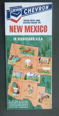 1968 New Mexico road map Chevron oil gas Scenicland  Alllbuquerque Santa Fe  - Image 1 of 4