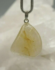 RUTILQUARZ Anhänger Trommelstein mit 925er Silberöse Edelstein-Anhänger s2 - Bild 1 von 4