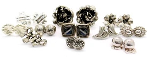 11 PAAR VINTAGE STERLINGSILBER BLUME MODERN CLIP ZUM ANSCHRAUBEN STATEMENT OHRRINGE - Bild 1 von 6