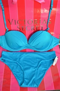 NWT VICTORIA'S SECRET ANGEL CONVERTIBLE SWIMSUIT BIKINI SET DEEP TURQUOISE 34C S - Picture 1 of 5