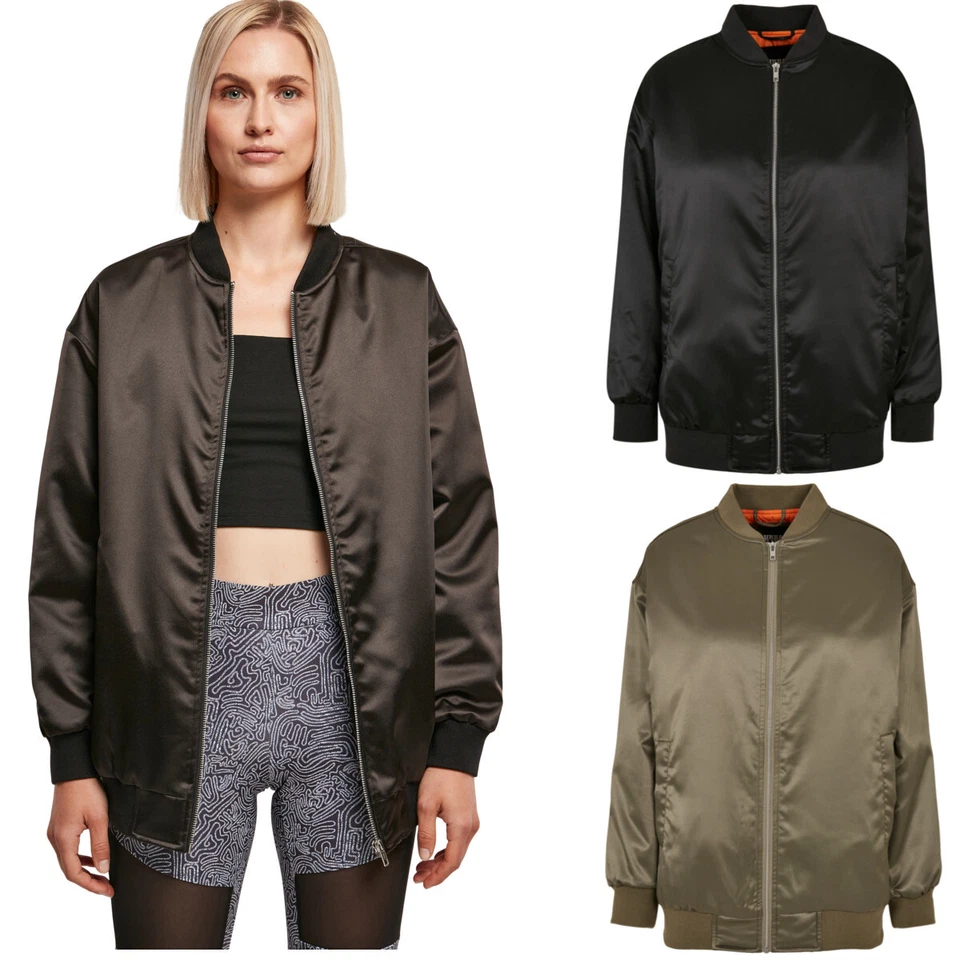 Urban Classics Ladies Oversized Satin Bomber Jacket Jacke Polyester Satin Loose - Bild 1 von 1