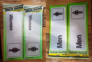 WOMEN / MEN restroom bathroom signs - self-adhesive - Deco Signs NEW! Lot of 2 - Picture 1 of 9