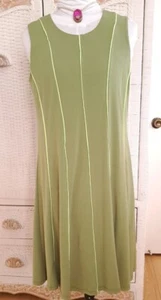 Anthony Richards Sleeveless Midi Dress Jumper Olive/ Light Green Piping Size S - Picture 1 of 10