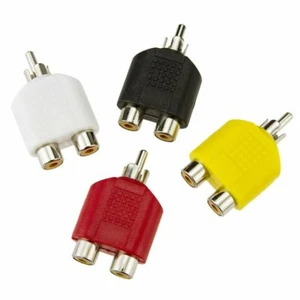 4x RCA Y Splitter AV Audio Video Plug Converter 1-Male to 2-Female Cable Adapter - Picture 1 of 11