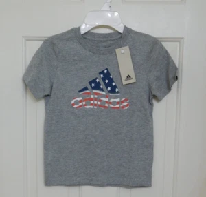 NWT Adidas Gray Stars and Stripes Logo Shirt sz 6 - Picture 1 of 1